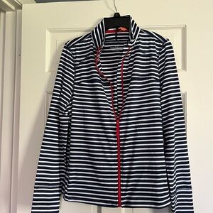 Vineyard Vines Navy and White Striped Top performance fabric